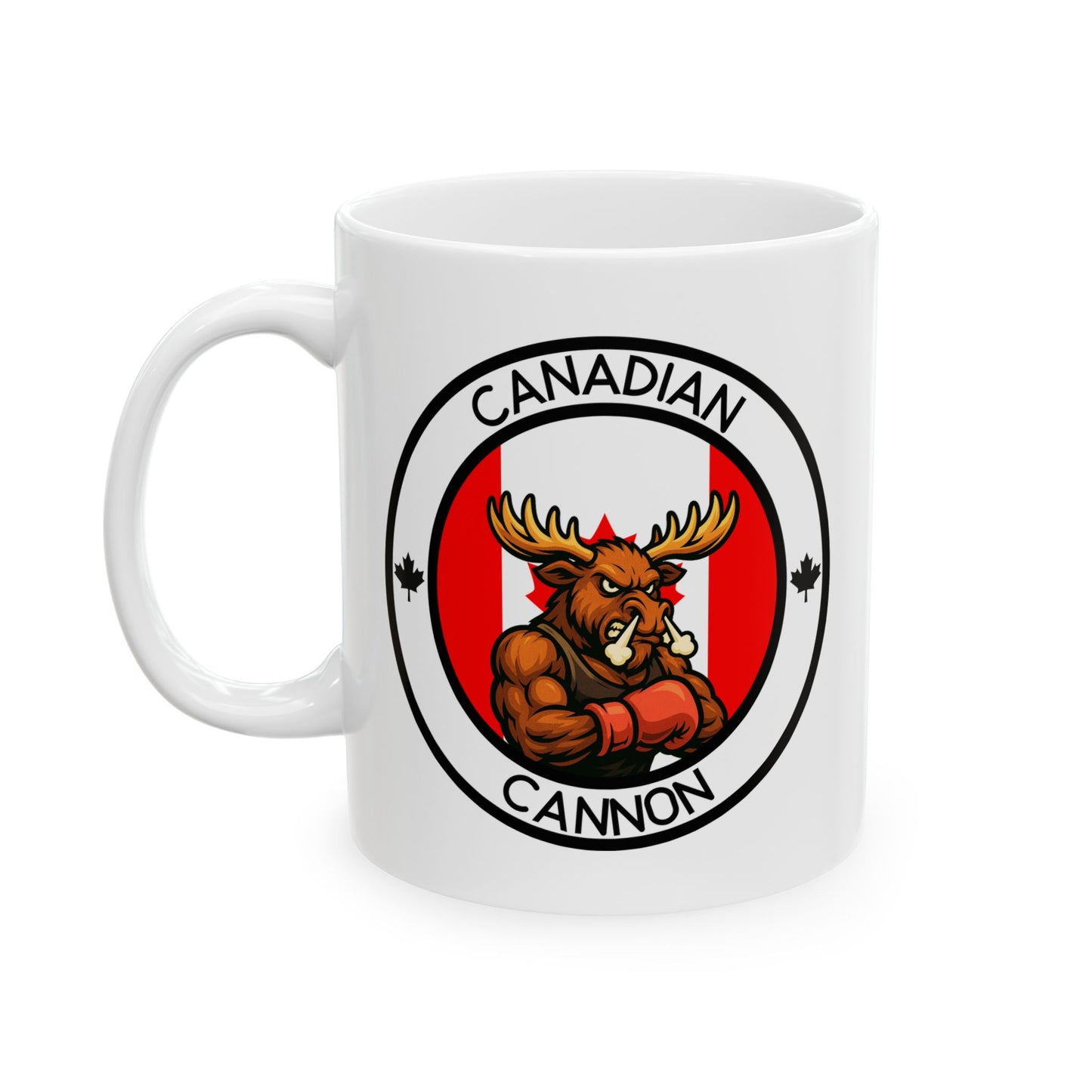 Canadian Moose Boxing Mug – Cartoon Fighter Design | Gift for Boxing Fans