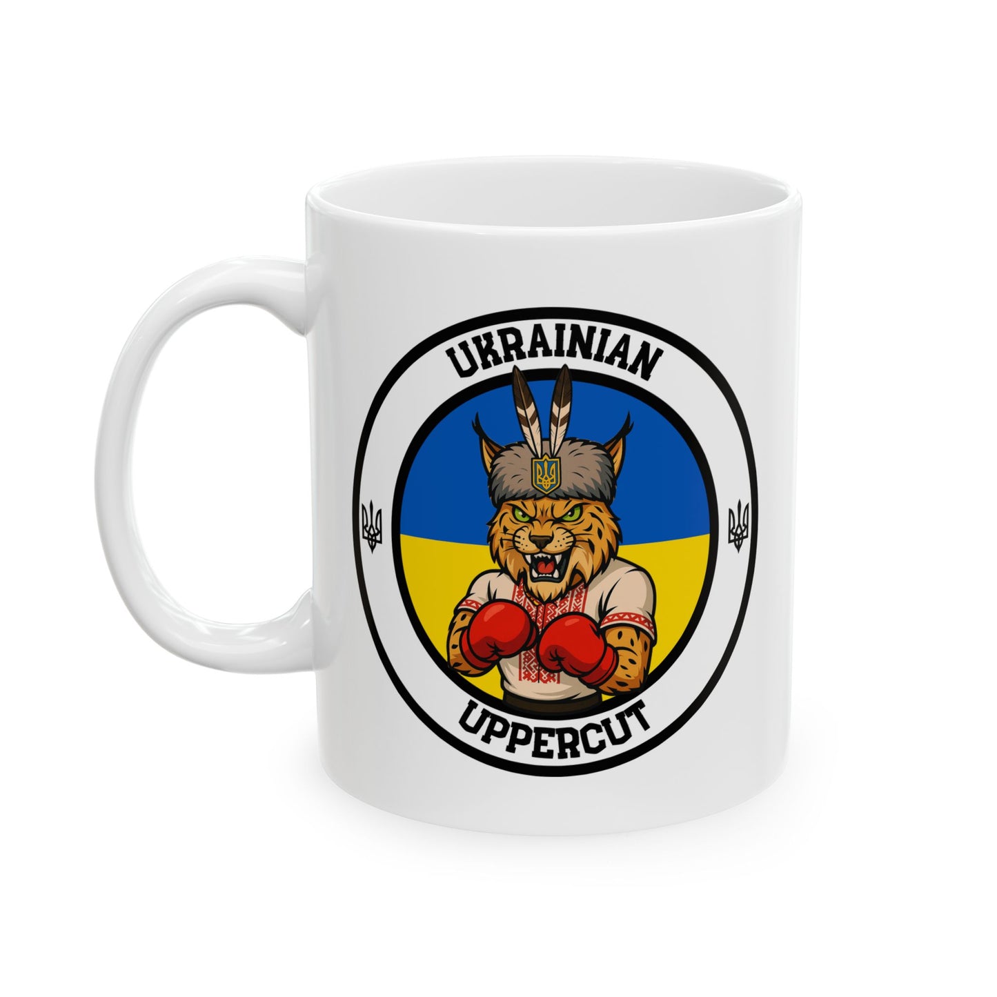 Ukranian Lynx Boxing Mug – Cartoon Fighter Design | Gift for Boxing Fans”