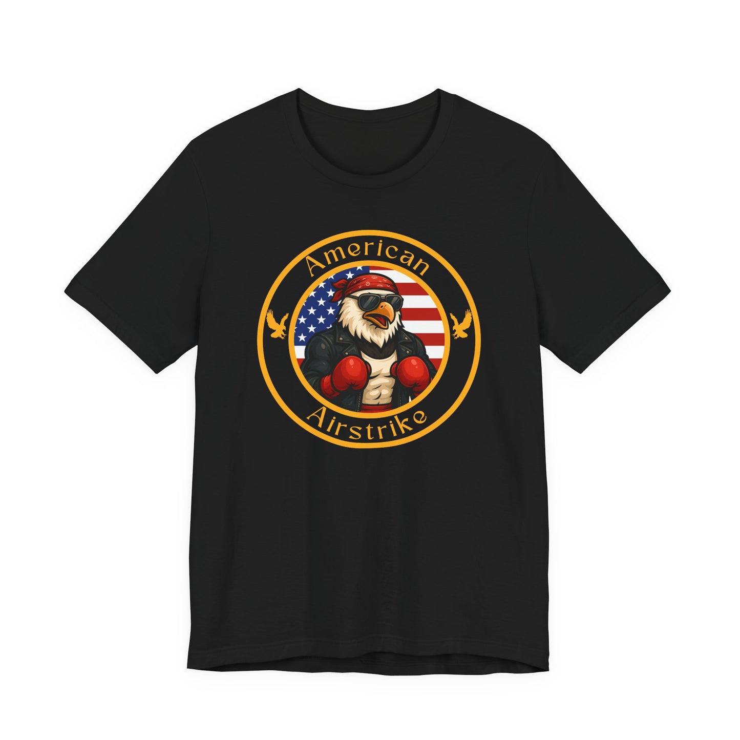 American Bald Eagle Boxing T-Shirt – Cartoon Fighter Design | Gift for Boxing Fans (Dark Colors)