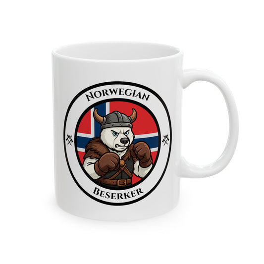 Norwegian Polar Bear Boxing Mug – Cartoon Fighter Design | Gift for Boxing Fans