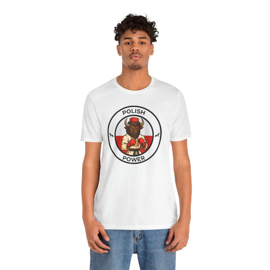 Polish Bison Boxing T-Shirt – Cartoon Fighter Design | Gift for Boxing Fans