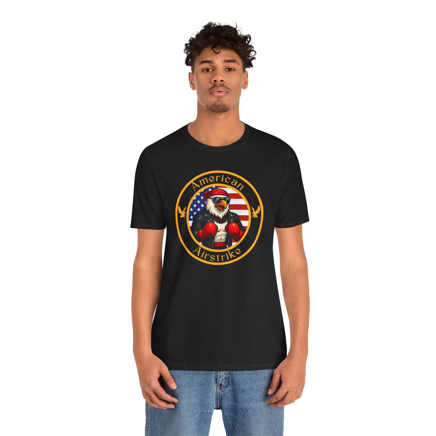 American Bald Eagle Boxing T-Shirt – Cartoon Fighter Design | Gift for Boxing Fans (Dark Colors)