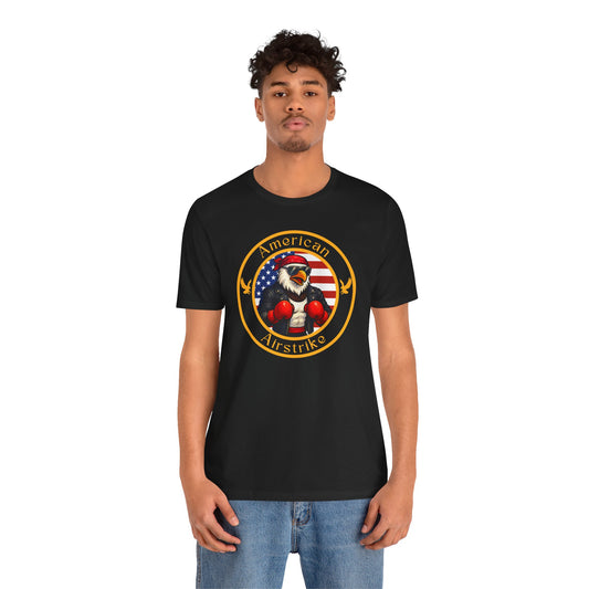 American Bald Eagle Boxing T-Shirt – Cartoon Fighter Design | Gift for Boxing Fans (Dark Colors)