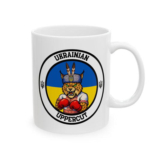 Ukranian Lynx Boxing Mug – Cartoon Fighter Design | Gift for Boxing Fans”