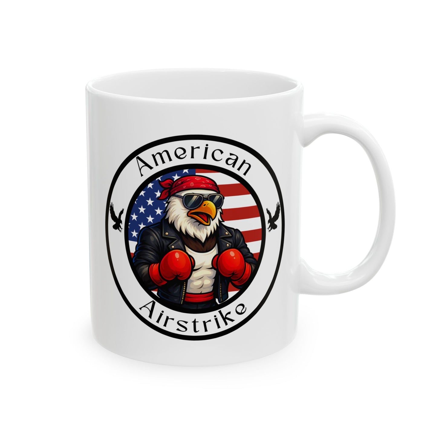 American Bald Eagle Boxing Mug – Cartoon Fighter Design | Gift for Boxing Fans