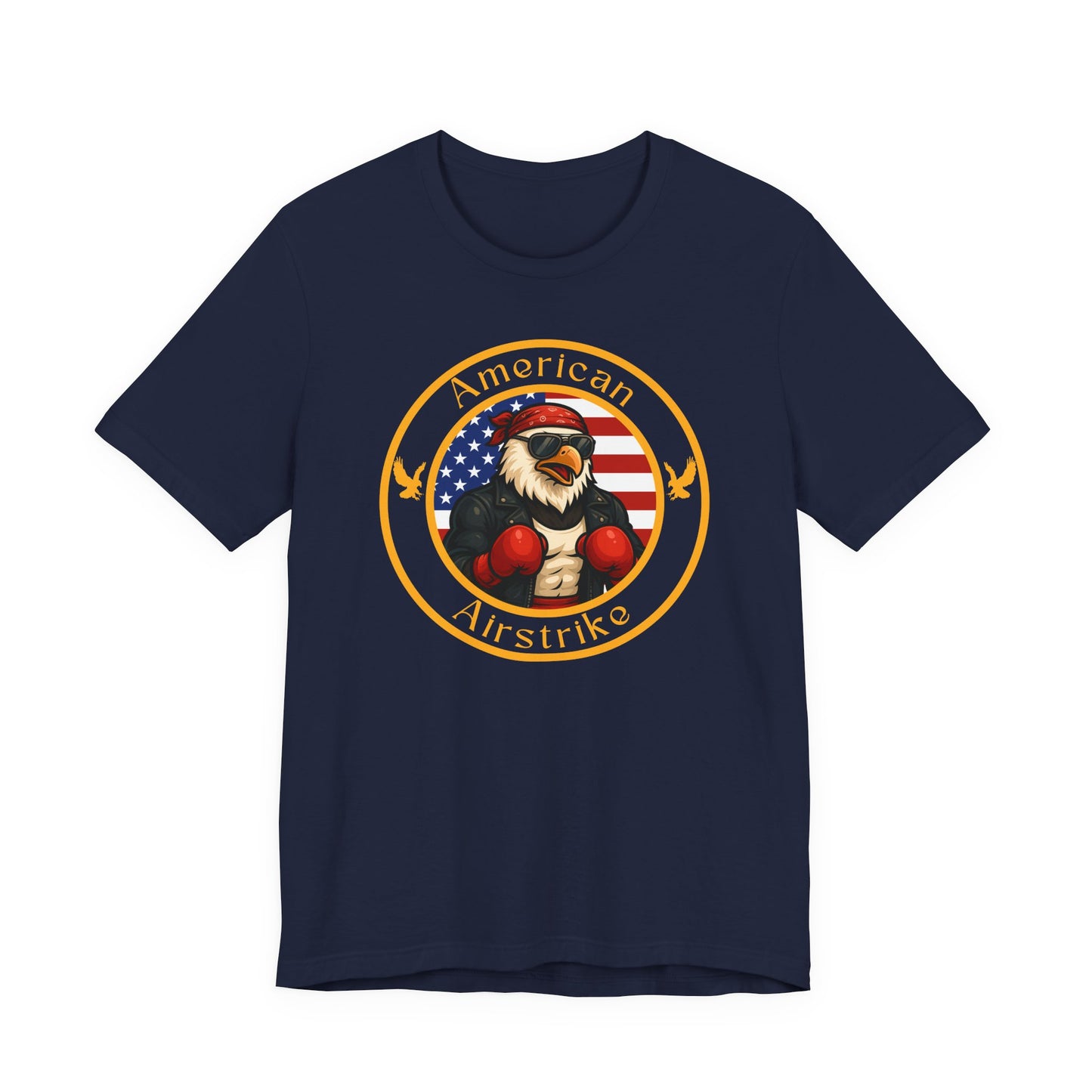 American Bald Eagle Boxing T-Shirt – Cartoon Fighter Design | Gift for Boxing Fans (Dark Colors)