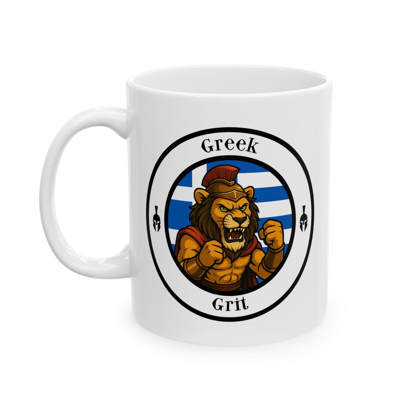 Greek Lion Boxing Mug – Cartoon Fighter Design | Gift for Boxing Fans