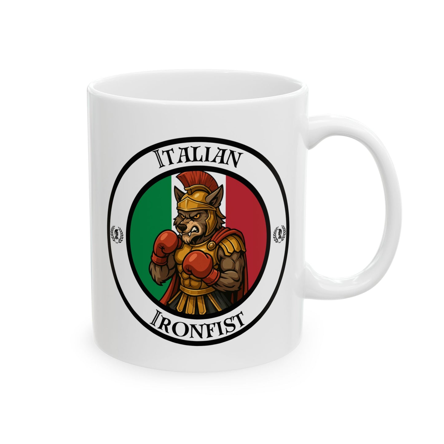 Italian Wolf Boxing Mug – Cartoon Fighter Design | Gift for Boxing Fans