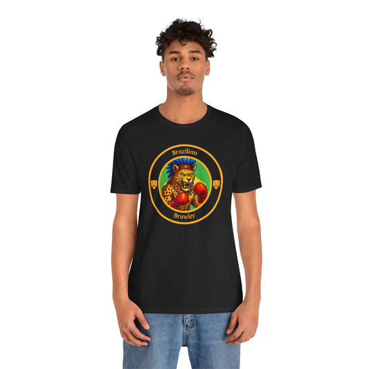 Brazilian Jaguar Boxing T-Shirt – Cartoon Fighter Design | Gift for Boxing Fans (Dark Color)