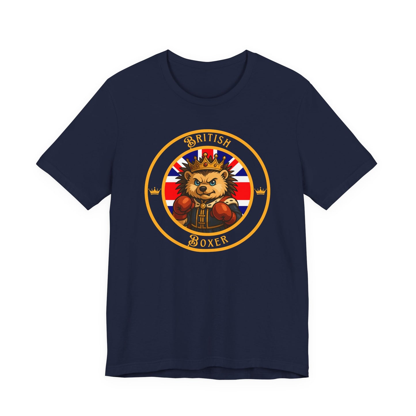British Hedgehog Boxing T-Shirt – Cartoon Fighter Design | Gift for Boxing Fans (Dark Colors)
