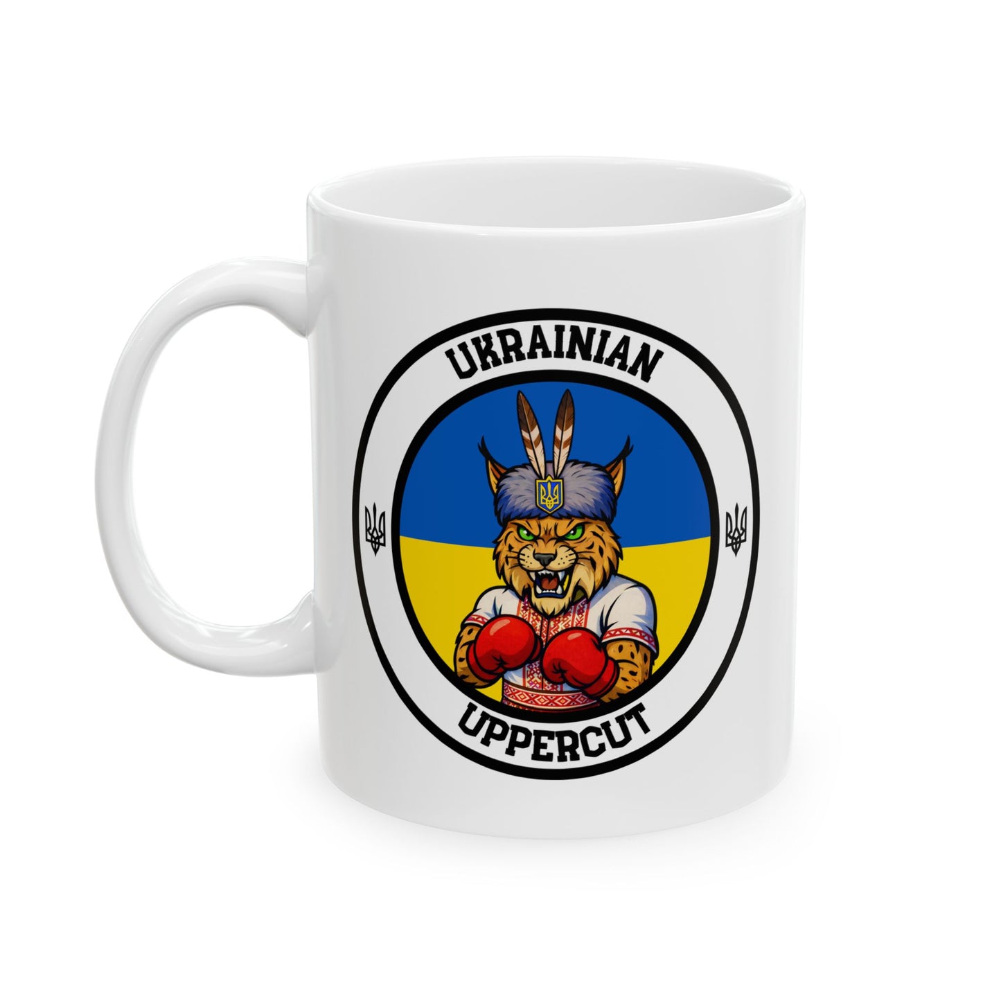 Ukranian Lynx Boxing Mug – Cartoon Fighter Design | Gift for Boxing Fans”