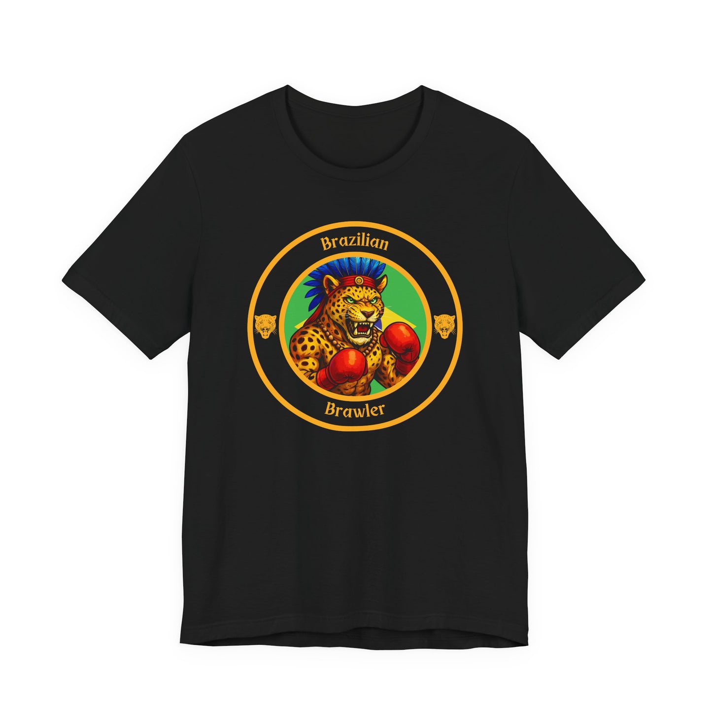 Brazilian Jaguar Boxing T-Shirt – Cartoon Fighter Design | Gift for Boxing Fans (Dark Color)