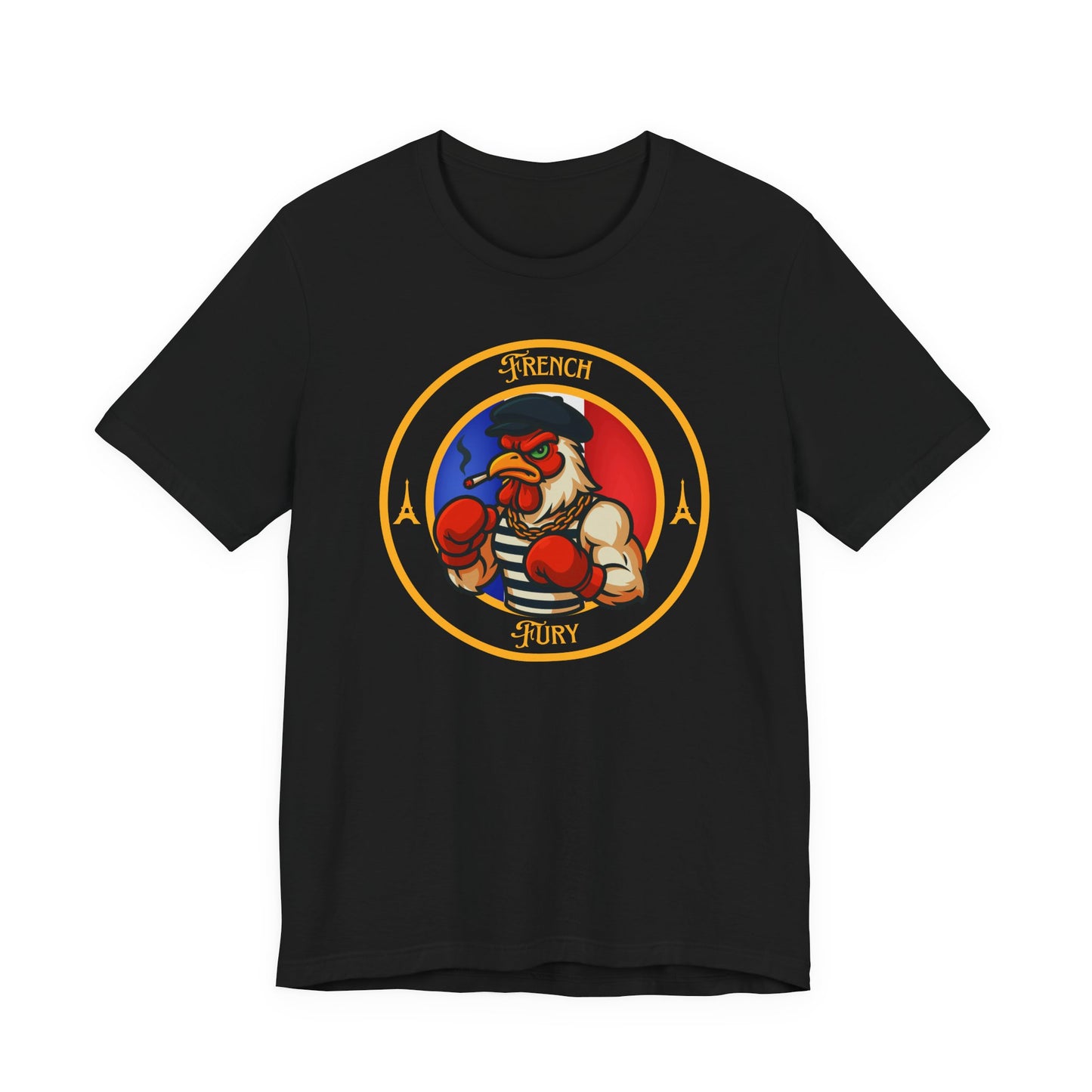 French Rooster Boxing T-Shirt – Cartoon Fighter Design | Gift for Boxing Fans (Dark Color)