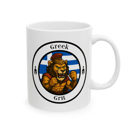 Greek Lion Boxing Mug – Cartoon Fighter Design | Gift for Boxing Fans