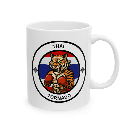 Thai Tiger Boxing Mug – Cartoon Fighter Design | Gift for Boxing Fans