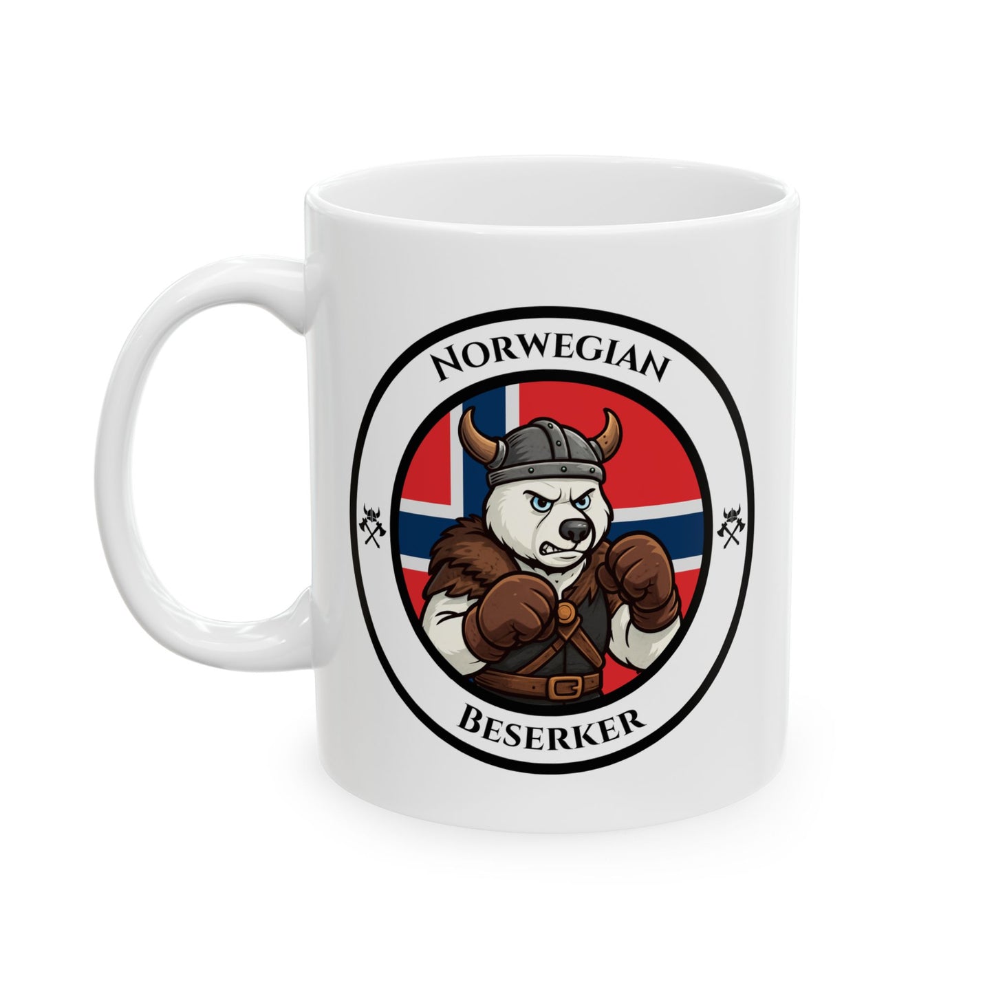 Norwegian Polar Bear Boxing Mug – Cartoon Fighter Design | Gift for Boxing Fans