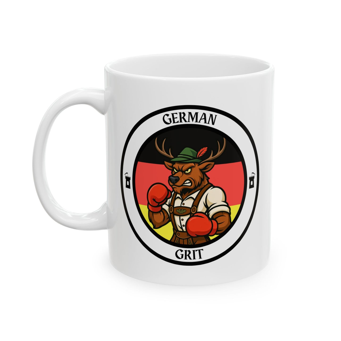German Buck Boxing Mug – Cartoon Fighter Design | Gift for Boxing Fans