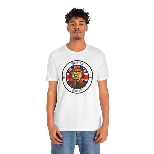 British Hedgehog Boxing T-Shirt – Cartoon Fighter Design | Gift for Boxing Fans