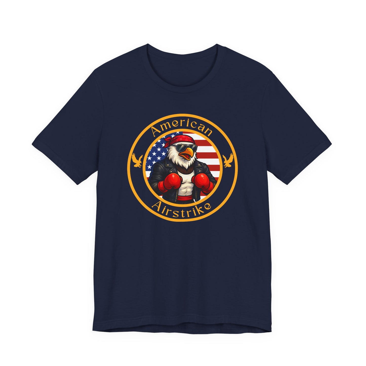 American Bald Eagle Boxing T-Shirt – Cartoon Fighter Design | Gift for Boxing Fans (Dark Colors)