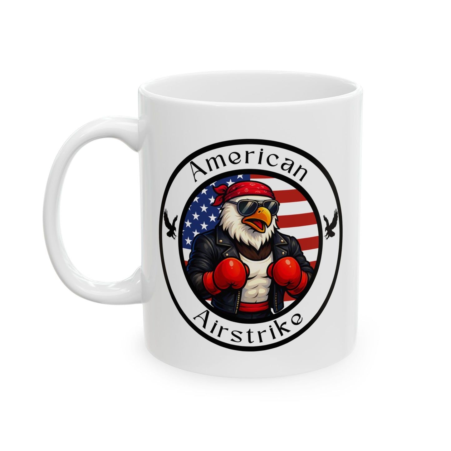American Bald Eagle Boxing Mug – Cartoon Fighter Design | Gift for Boxing Fans
