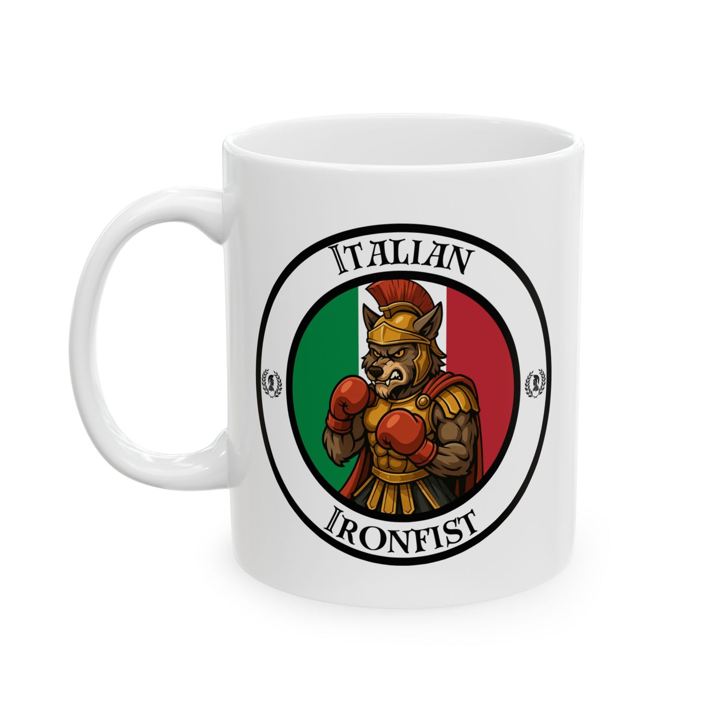 Italian Wolf Boxing Mug – Cartoon Fighter Design | Gift for Boxing Fans