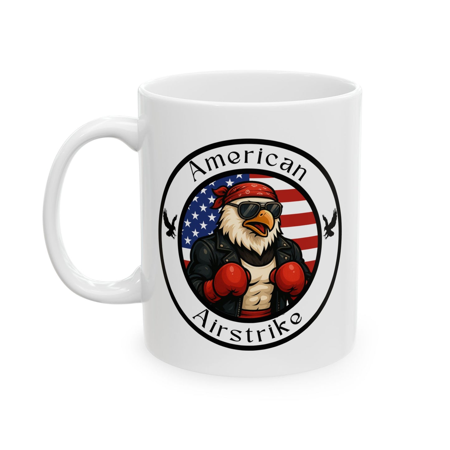American Bald Eagle Boxing Mug – Cartoon Fighter Design | Gift for Boxing Fans