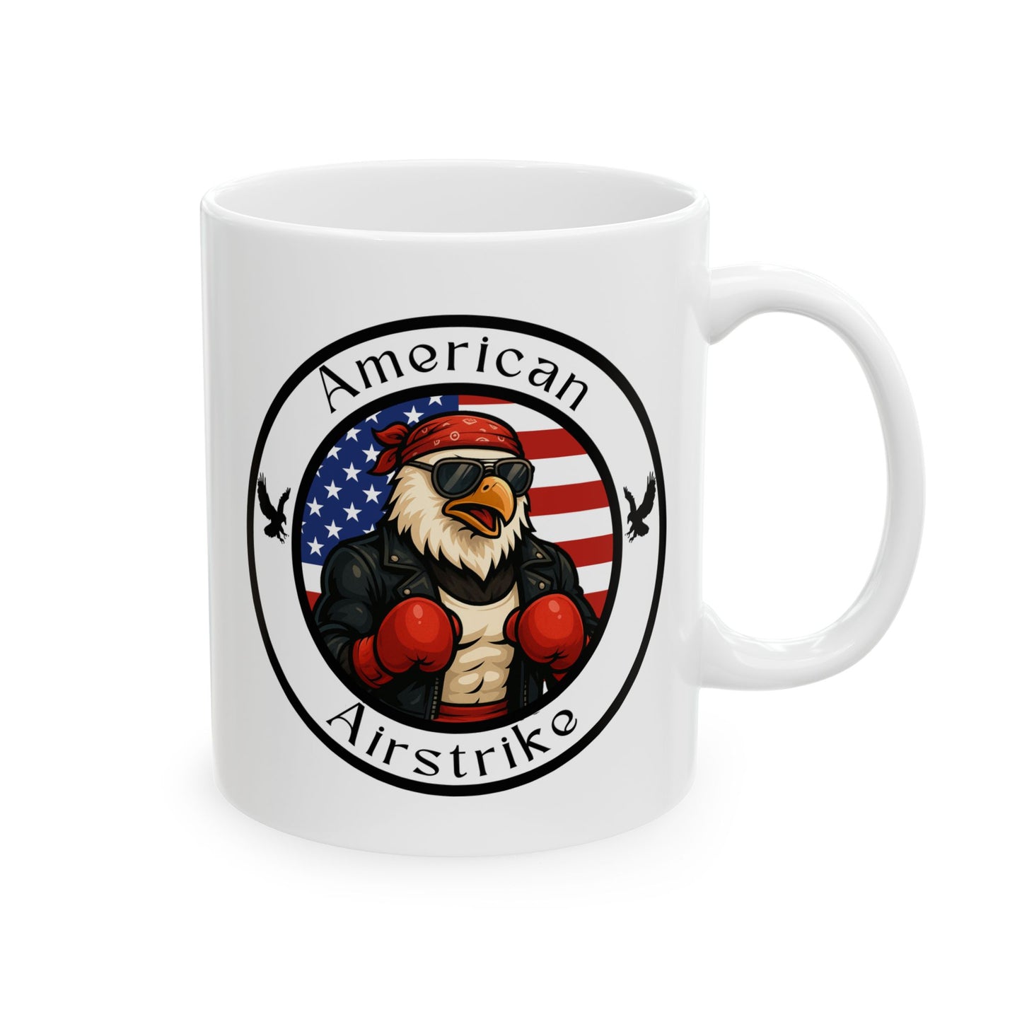 American Bald Eagle Boxing Mug – Cartoon Fighter Design | Gift for Boxing Fans