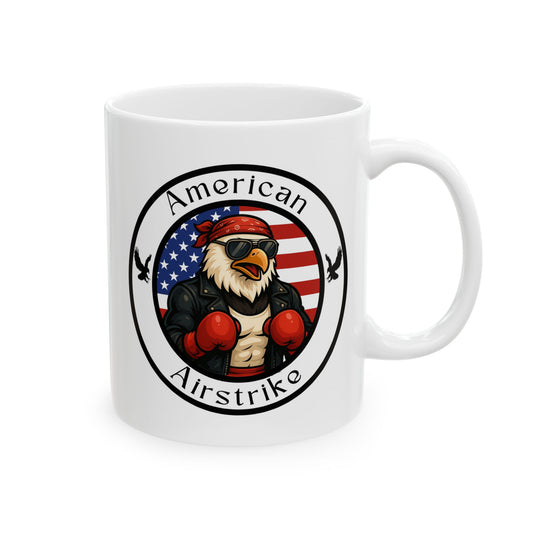American Bald Eagle Boxing Mug – Cartoon Fighter Design | Gift for Boxing Fans